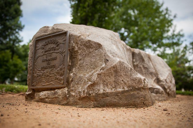 During the late 1800s, male and female students were not allowed to mingle, so Spoofer's Stone became the place where marriage proposals happened at the University of Arkansas.